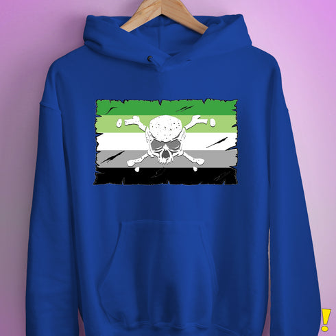 Aromantic Pride Pirate Flag Hoodie - Royal Blue